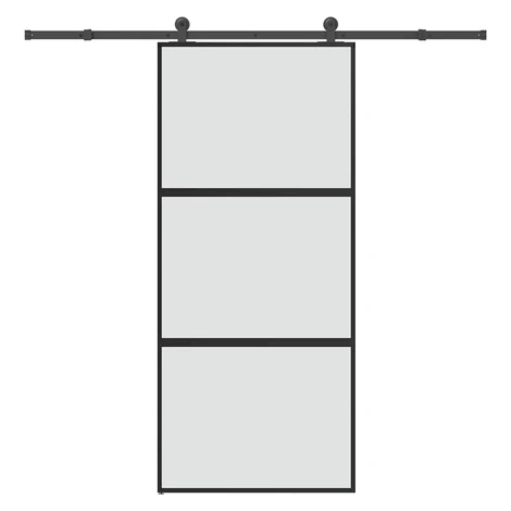 vidaXL Posuvné dvere s kovaním tvrdené sklo a hliník úzke 90x205 cm