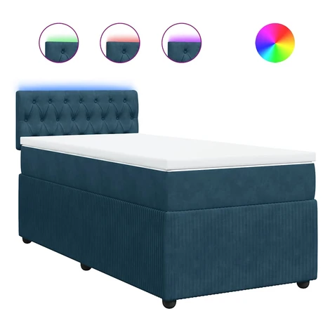 vidaXL Posteľný rám boxsping s matracom modrá 100x200 cm zamat
