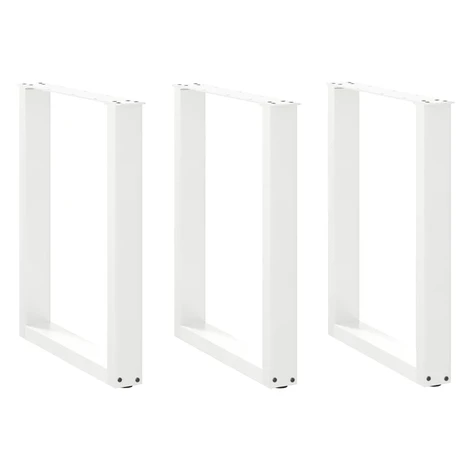 vidaXL Nohy k jedálenskému stolu v tvare U, 3 ks, biele, 70 x (72-73) cm, oceľové