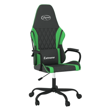 vidaXL Masážna herná stolička čierna a zelená umelá koža