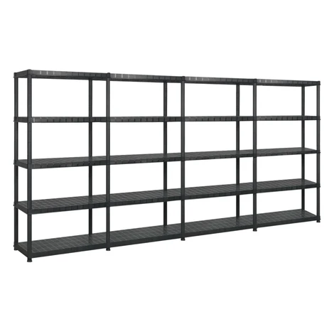 vidaXL Regál s 5 úložnými poličkami čierny 340x40x185 cm plastový