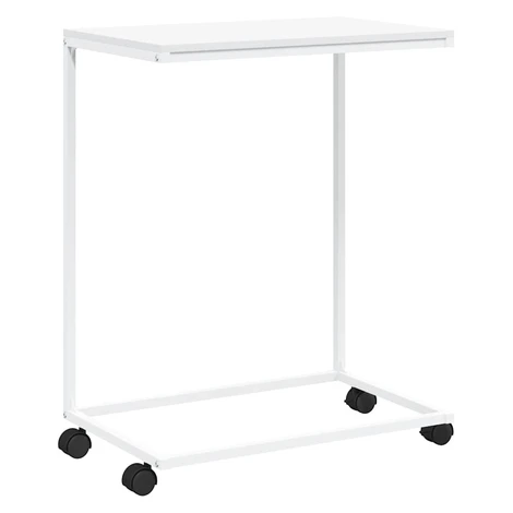 vidaXL Príručný stolík a kolieska biely 55x35x70 cm spracované drevo