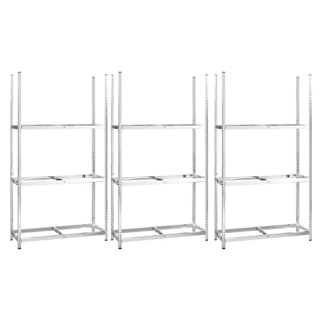vidaXL 3-posch. stojany na pneumatiky 3ks strieborné 110x40x200cm oceľ
