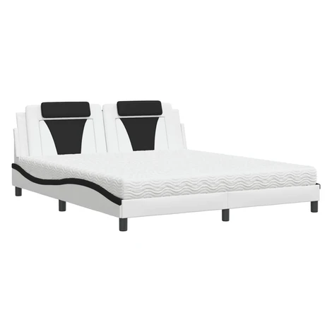 vidaXL Posteľ Viana s matracom bielo-čierna 180x200 cm umelá koža