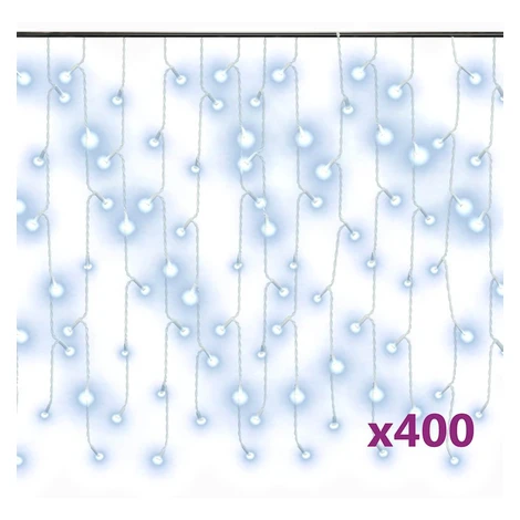 vidaXL LED svetelný záves cencúle 10 m 400 LED studená biela 8 funkcií