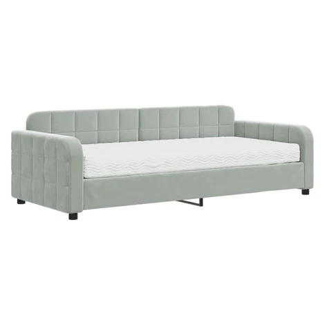 vidaXL Denná posteľ s matracom bledosivá 90x200 cm zamat
