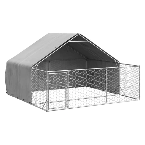 vidaXL Vonkajšia búda pre psov s výbehom, 3x3x1,9 m, pozinkovaná oceľ