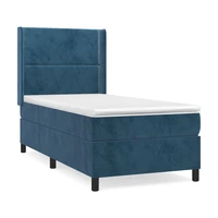 vidaXL PosteÄľnĂ˝ rĂˇm boxsping s matracom tmavomodrĂ˝ 80x200 cm zamat