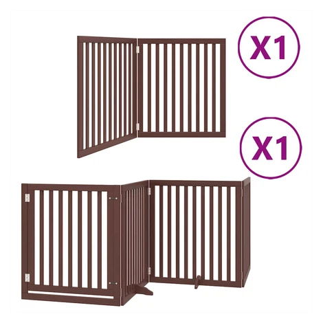 vidaXL Brána pre psa s dverami sklad. 6pan. hnedá 480cm topoľové drevo