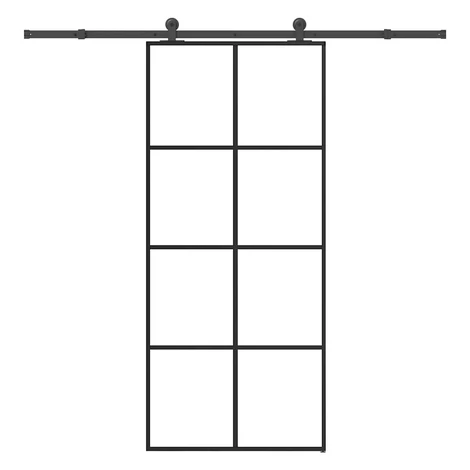 vidaXL Posuvné dvere s kovaním ESG sklo a hliník 90x205 cm