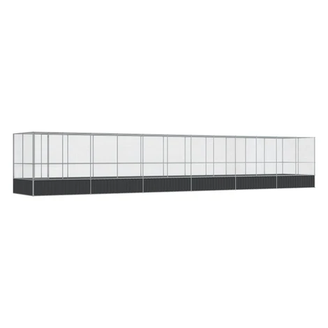 vidaXL Voliéra s nadstavcom strieborná 1246x207x212 cm oceľ