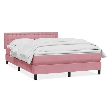 vidaXL Posteľný rám boxsping s matracom ružový 140x210 cm zamat