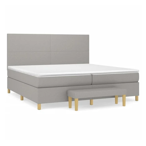 vidaXL Posteľný rám boxsping s matracom bledosivý 200x200 cm látka