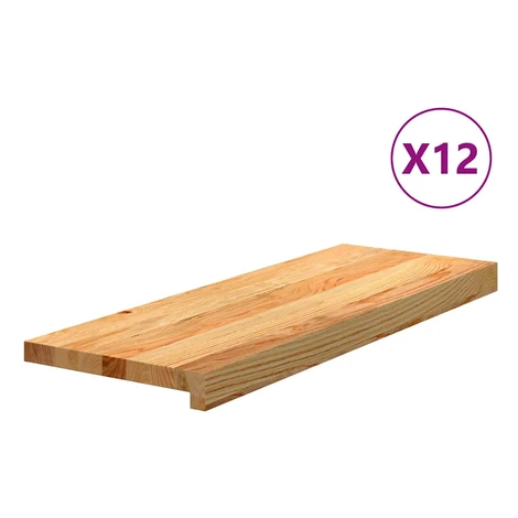 vidaXL Schodiskové stupne 12 ks svetlohnedá 70x25x2 cm dubový masív