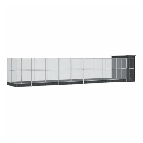 vidaXL Voliéra s nadstavcom strieborná 1037x203x216 cm oceľ