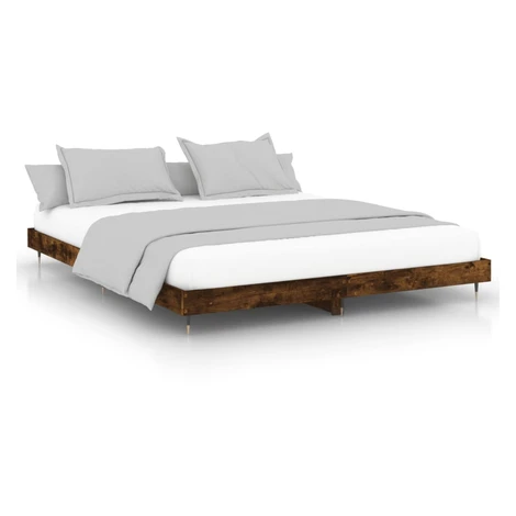 vidaXL Posteľný rám bez matraca dymový dub 200x200 cm kompozitné drevo