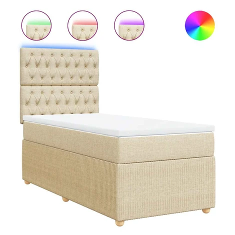 vidaXL Boxspring posteľ s matracom krémová 100x200 cm látka