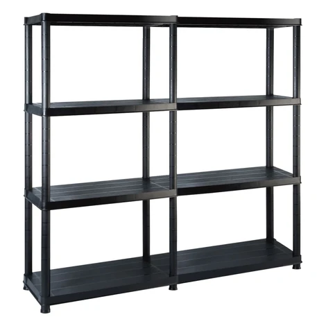 vidaXL Regál so 4 úložnými poličkami čierny 122x30,5x130 cm plastový