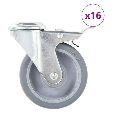 vidaXL Otočné kolieska s otvorom na skrutku 16 ks, 100 mm