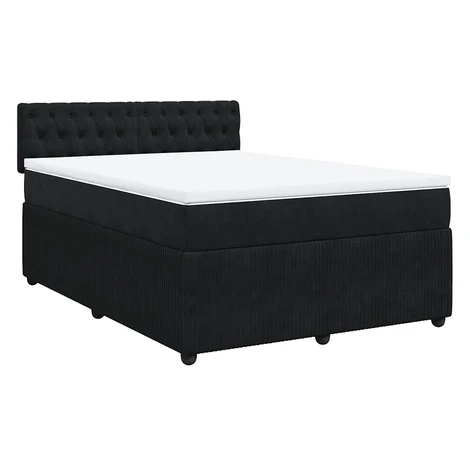 vidaXL Posteľný rám boxspring s matracom čierny 140x190 cm zamat