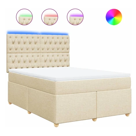 vidaXL Posteľný rám boxspring s matracom krémový 160x200 cm látka