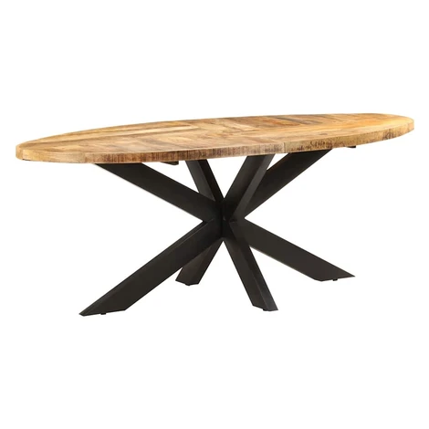 vidaXL Jedálenský stôl oválny 200x100x75 cm surové mangovníkové drevo