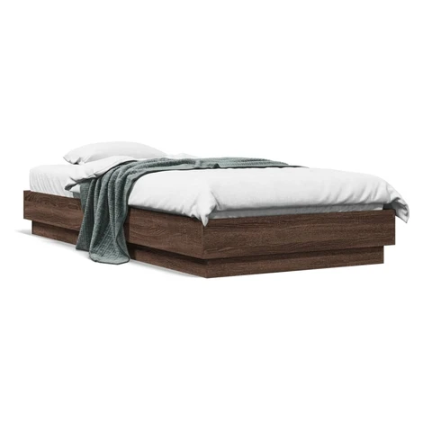vidaXL Posteľný rám bez matraca hnedý dub 75x190 cm kompozitné drevo