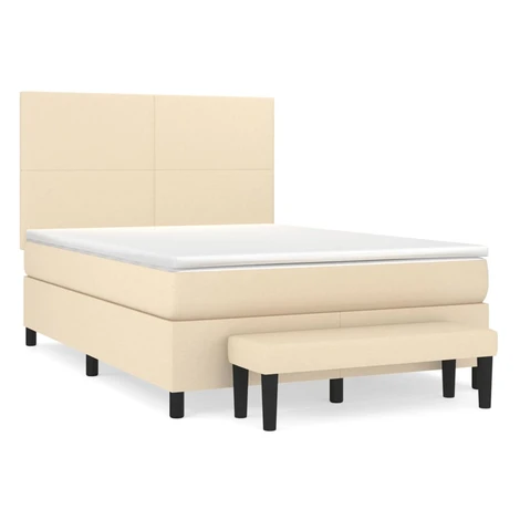 vidaXL Posteľný rám boxspring s matracom krémový 140x200 cm látka