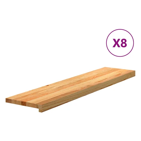vidaXL Schodiskové stupne 8 ks svetlohnedá 110x30x2 cm dubový masív