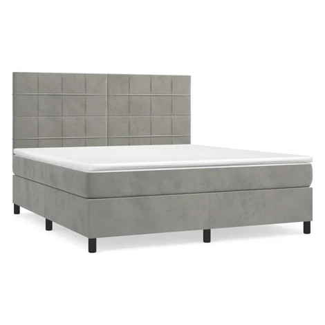 vidaXL Posteľný rám boxsping s matracom bledosivý 160x200 cm zamat