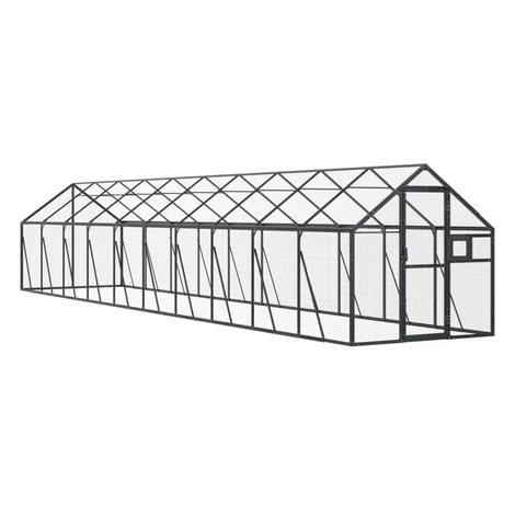 vidaXL Voliéra antracitová 1,79x10x1,85 m hliník