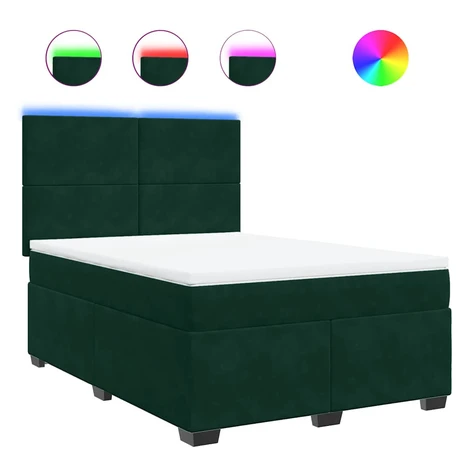 vidaXL Posteľný rám boxsping s matracom tmavozelený 160x200 cm zamat