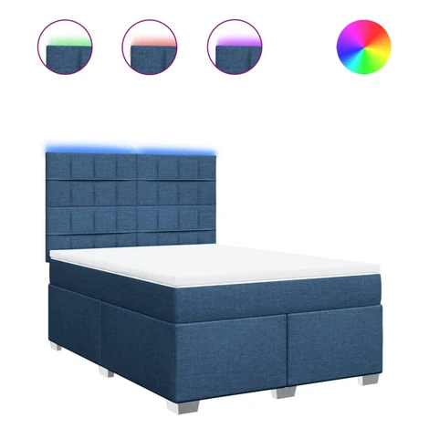 vidaXL Posteľný rám boxspring s matracom modrý 160x200 cm látka