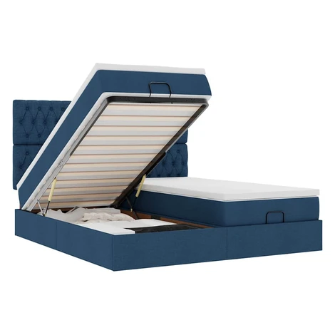 vidaXL Podnožka s matracmi modrá 160x200 cm látková