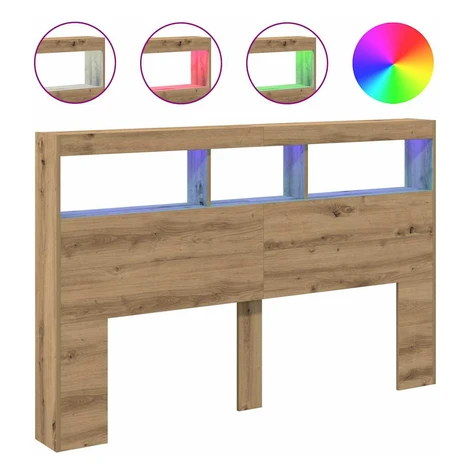 vidaXL Skrinka na čelo postele s LED dub artisan 160x17x102 cm