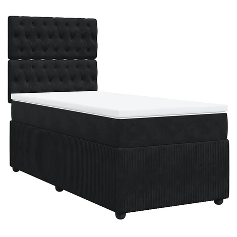 vidaXL Posteľný rám boxspring s matracom čierny 90x190 cm zamat