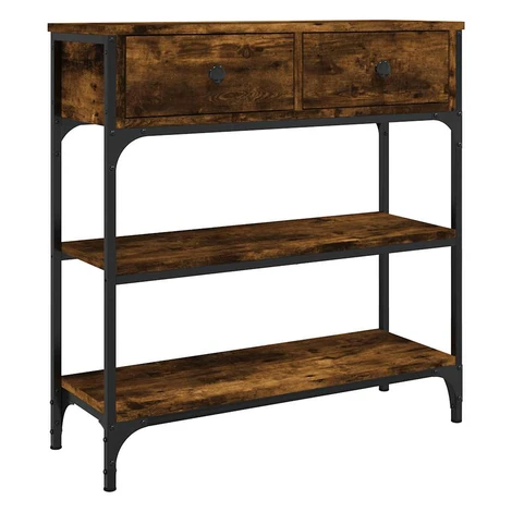 vidaXL Konzolový stolík dymový dub 72,5x25x75 cm kompozitné drevo