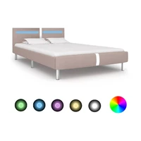 vidaXL Rám postele s LED bez matraca Cappuccino 135x190 cm