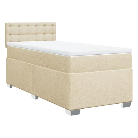 vidaXL Posteľný rám boxspring s matracom krémový 90x190 cm látka