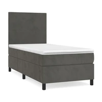 vidaXL Posteľný rám boxspring s matracom tmavosivý 100x200 cm zamat