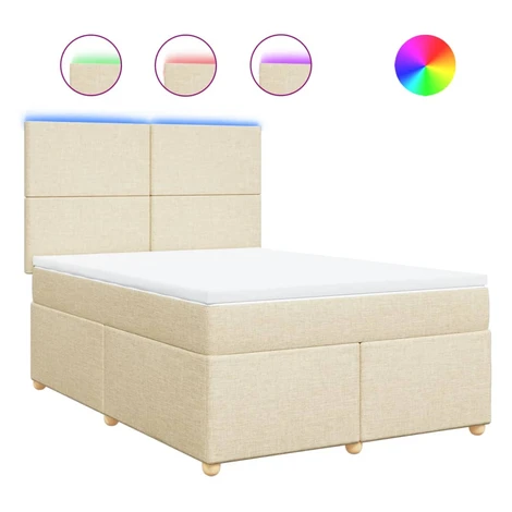 vidaXL Posteľný rám boxspring s matracom krémový 140x200 cm látka