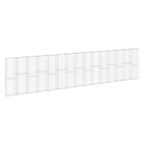 vidaXL Gabiónová stena s krytmi, pozinkovaná oceľ 900x30x200 cm
