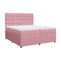 vidaXL Posteľný rám boxsping s matracom ružový200x200 cm zamat