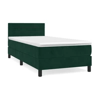 vidaXL Posteľný rám boxsping s matracom tmavozelený 90x190 cm zamat