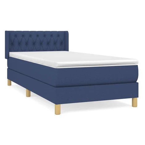 vidaXL Posteľný rám boxspring s matracom modrý 90x200 cm látka