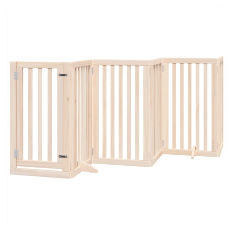 vidaXL Skladacia bránka pre psa s dvierkami, 6 panelov, 300 cm, topoľové drevo
