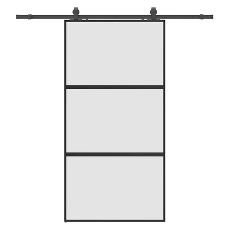vidaXL Posuvné dvere s kovaním čierne 102,5x205 cm tvrdené sklo