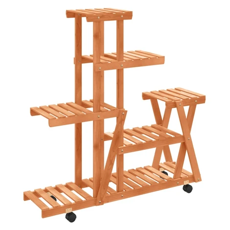 vidaXL Stojan na kvetiny s kolieskami 95x25x101 cm masívna jedľa