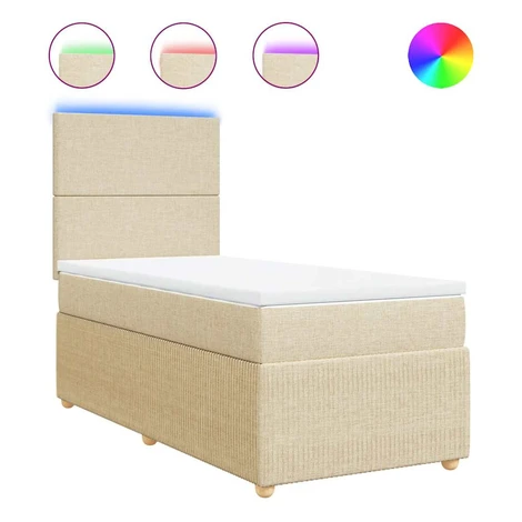 vidaXL Posteľný rám boxsping s matracom krémový 80x200 cm látka