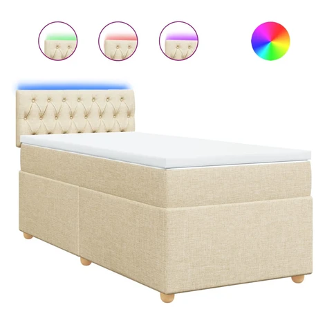 vidaXL Posteľný rám boxsping s matracom krémový 90x200 cm látka